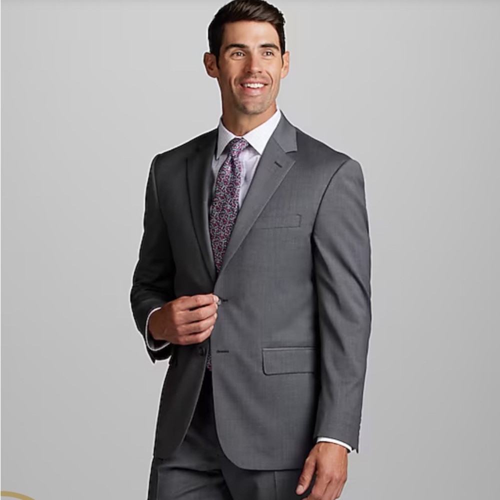 NWT Jos. A. Bank Gray Travelers Collection Suit Jacket in Gray Green Size 44S